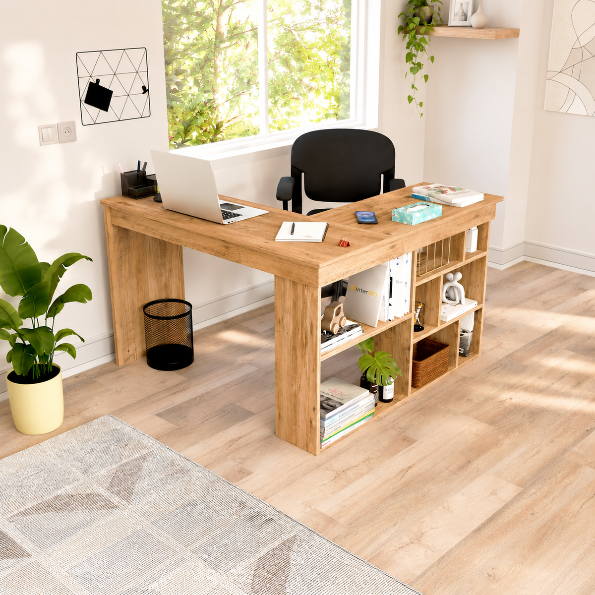 Birou modern cu rafturi laterale, PAL 18 mm, 120 x 40 x 73,5 cm - detaliu produs