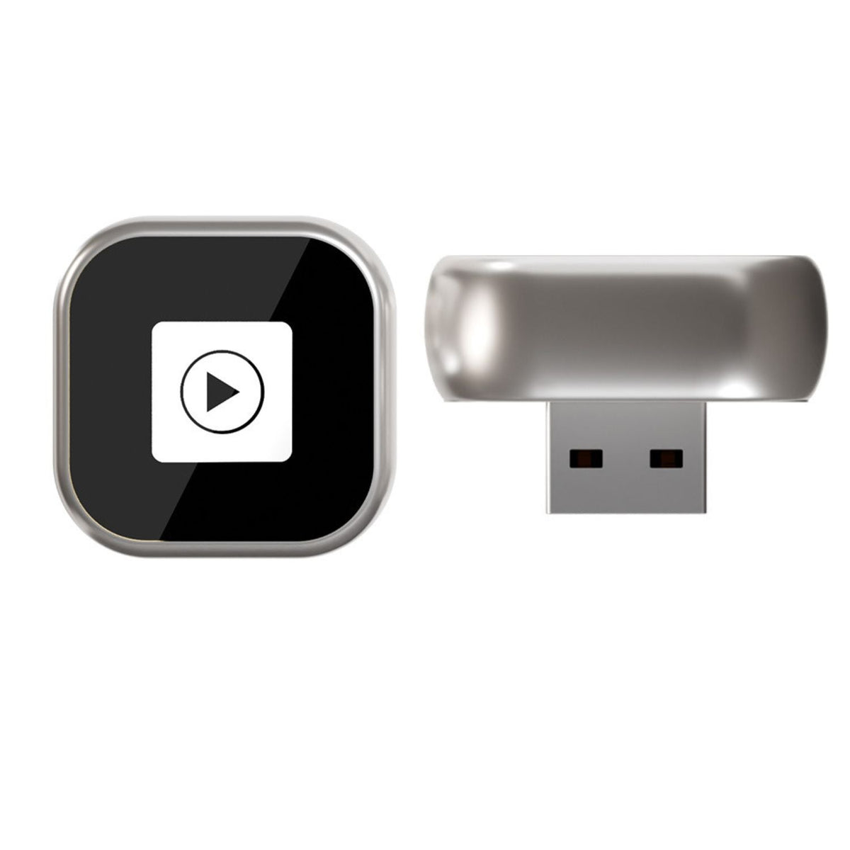 Adaptor wireless CarPlay si Android Auto 2 in 1 din aliaj de zinc, culoare auriu sampanie, compatibil universal