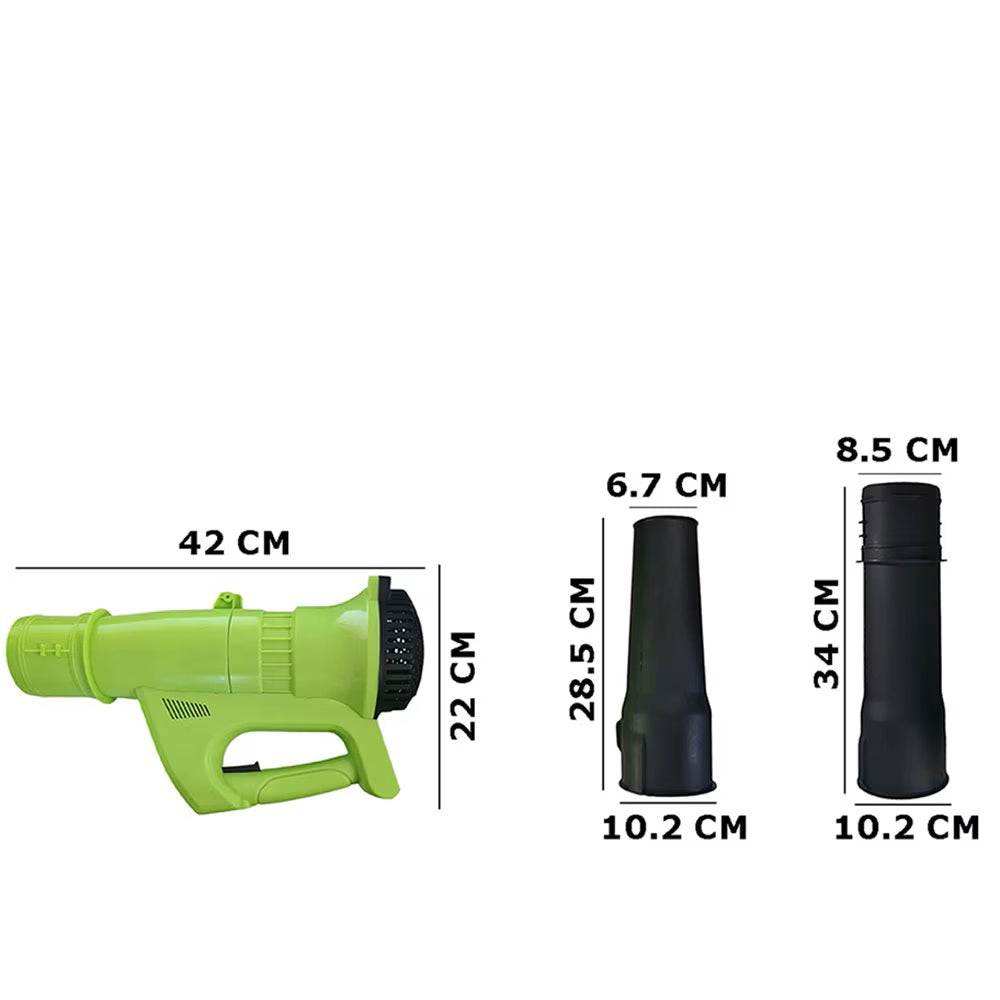 RESIGILAT - Suflanta de frunze electrica cu 2 Acumulatori, Putere 3500W, 12.000 De Rotatii/min, Volum Aer 2.3 Metri Cubi/Minut, Negru/Verde