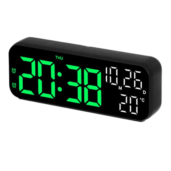 Ceas digital de perete cu afisaj LED, afisare temperatura si data, mod de noapte, ceas de masa, ceas electronic cu LED, 12H, 24H