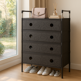 Pantofar Organizator 5 Niveluri cu Sertare Textile Design Modern Negru 101 x 30 x 60cm