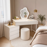 Masa de machiaj eleganta cu oglinda LED, sertare multiple, design modern 100 x 74 cm, alb
