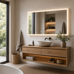 Oglinda LED cu Dezaburire Ceas Termometru 80x60cm Design Modern