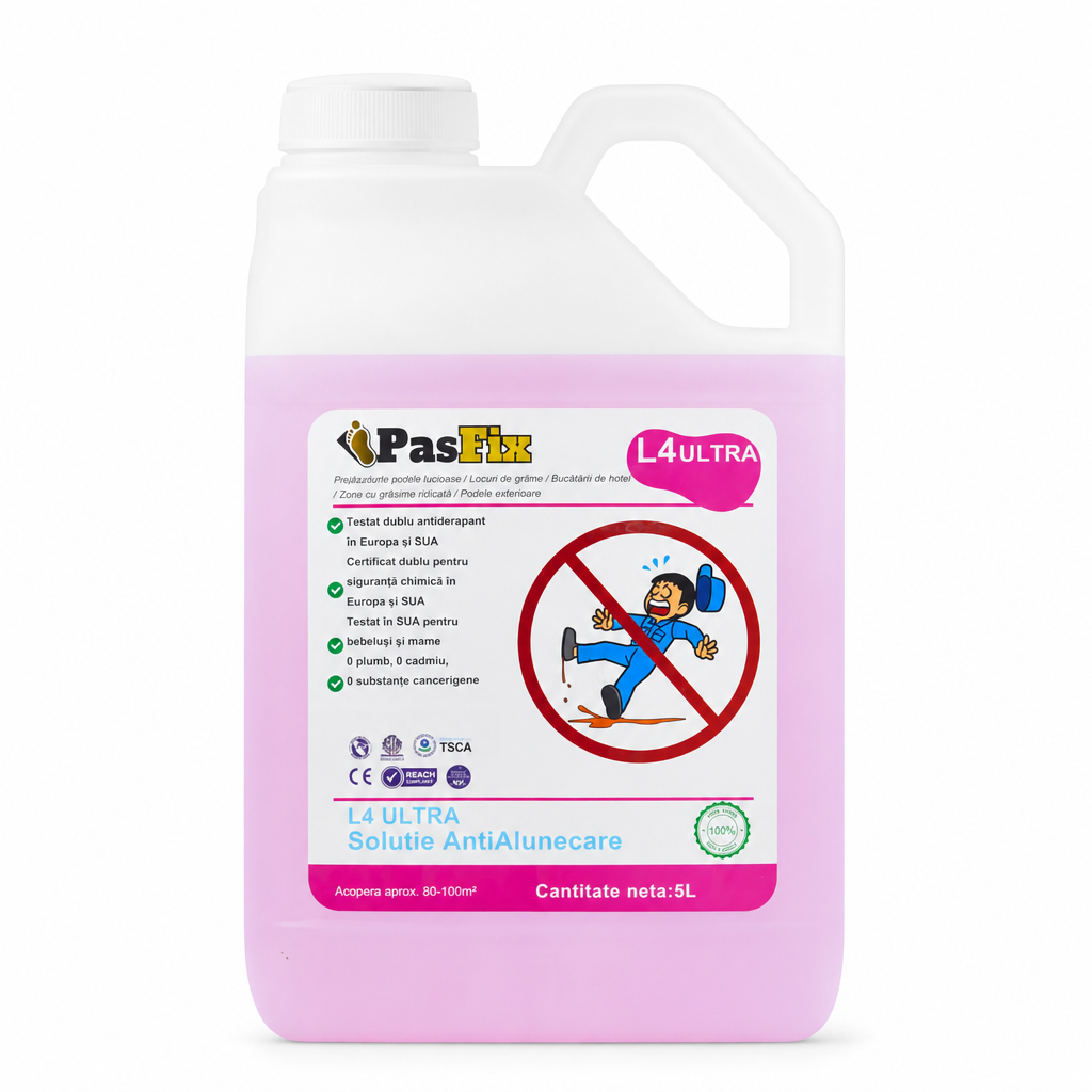 PasFix L4 ULTRA 5L Solutie Antialunecare Profesionala Podele Lucioase Bucatarii Hotel - detaliu produs