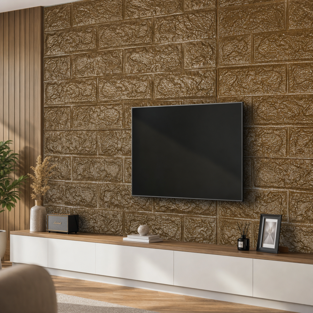 Panou Decorativ 3D Autoadeziv Maro Lucios Spuma Polietilena 70cm x 77cm 6mm - in context de utilizare