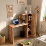 Birou de lucru Melsa din PAL 18 mm, cu rafturi și dulap, 120 x 40 x 122 cm