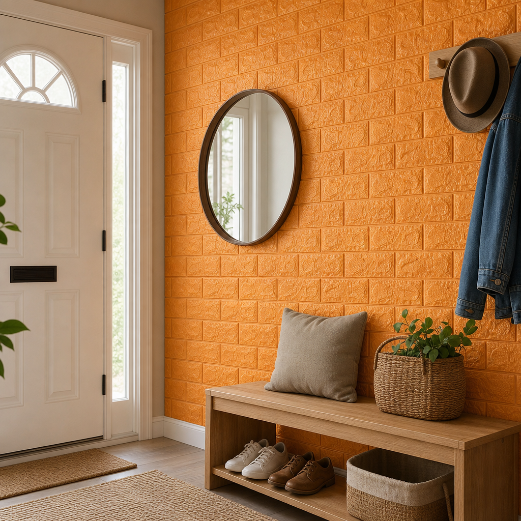 Tapet 3D Caramida Autoadeziv Decorativ Impermeabil 70x70cm - in context de utilizare