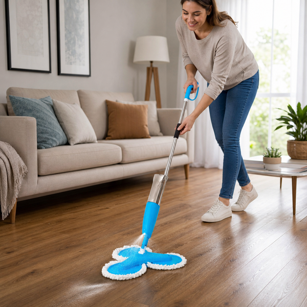 Mop Triplu cu Pulverizator Spray Mop 600ml Curatenie Profesionala - in context de utilizare