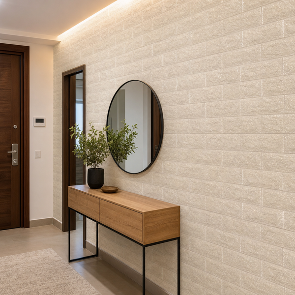 Panou 3D Autoadeziv Caramida Crem Deschis 70x77cm Grosime 5mm - detaliu produs