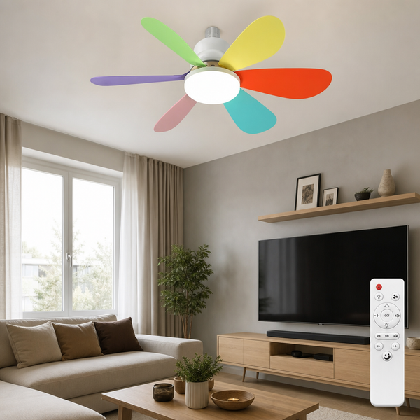 Ventilator de Tavan cu Lampa LED Telecomanda RGB Luminozitate Reglabila - detaliu produs