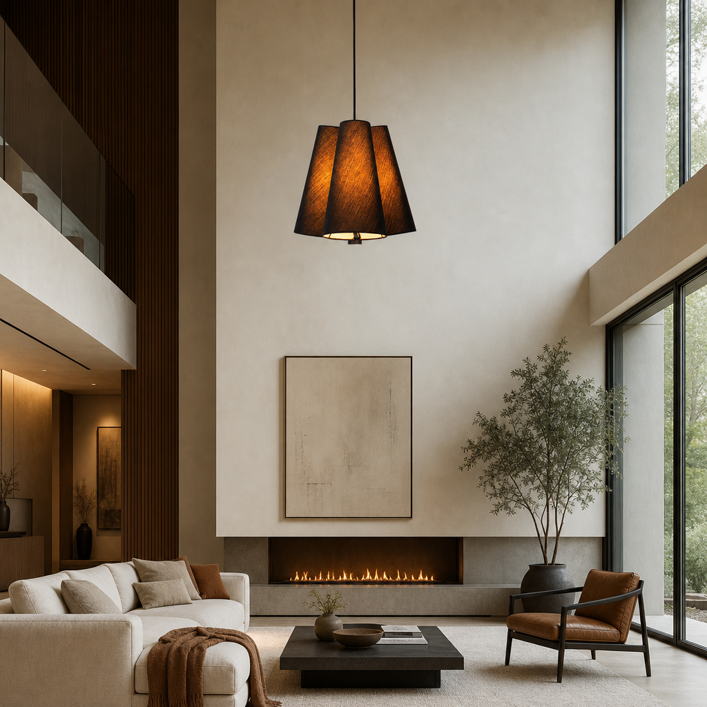 Lustra Moderna Pendul Negru E27 Diametru 34cm Design Contemporan - in context de utilizare