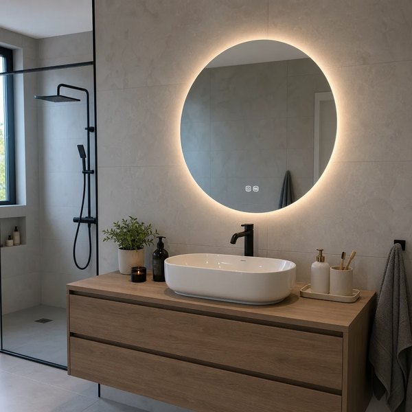 Oglinda LED, dimensiune 80 cm cu Functie Anti-aburire, Iluminare LED 3 Culori, Touch Control