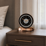 Ceas de masă decorativ premium, finisaj Rose Gold – mecanism silențios, design elegant, funcționare pe baterie 25.5 x26 cm