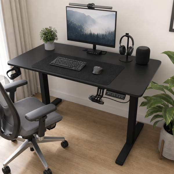 Birou Electric Reglabil pe Inaltime 140x60cm Blat Negru  Panou Control Digital - detaliu produs