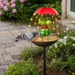 Set 2 Lampi Solare Decorative cu Hranitoare Pasari Model Albinuta si Broscuta Gradina