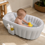 Cădiță Gonflabilă pentru Bebeluși cu Spătar și Suport pentru Cap, Indicator Nivel Apă și Buzunar Lateral – 85 × 55 × 30 cm