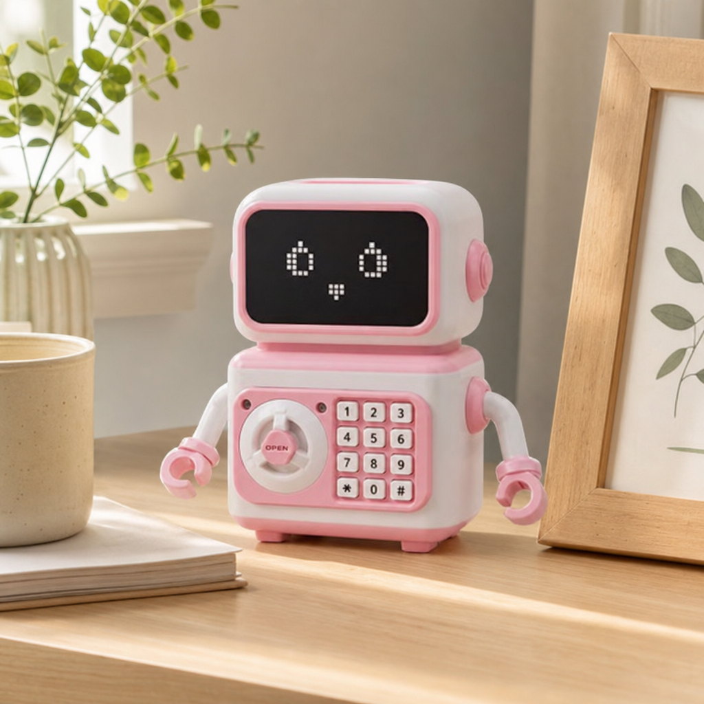 Pusculita Electronica Robot Seif Cod Cheie Lumini Muzica Jucarie Copii - in context de utilizare