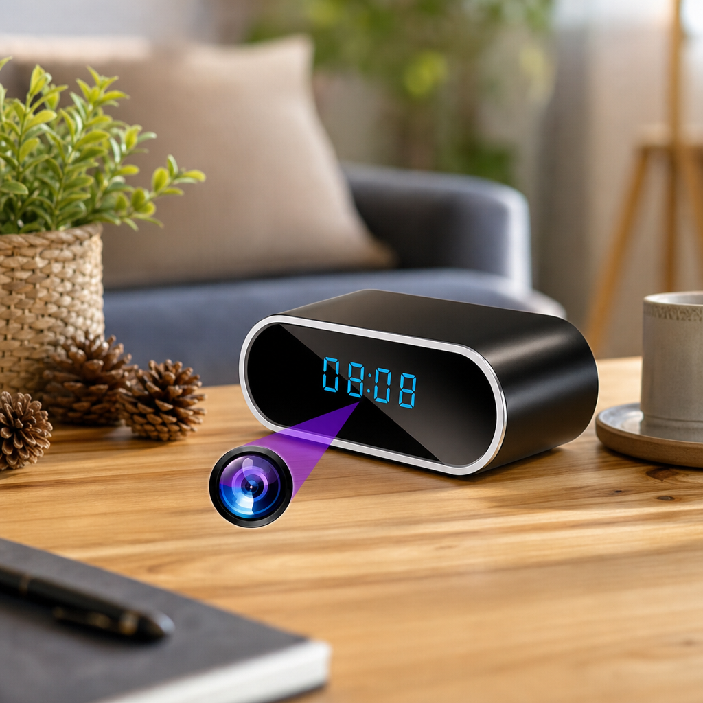 Camera Mini WIFI in Ceas de Birou Full HD Night Vision Inregistrare Audio-Video Activare Miscare - in context de utilizare