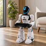 Robot Interactiv pentru Copii XR-G7 AI Delivery, cu Comenzi Vocale, Senzor de Gesturi, Muzică,, Lumini LED, și Tavă de Livrare – 28 × 15 × 11 cm