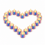 Set 24 lumânari LED Decorative  cu Efect de Flacără, Finisaj Holografic și Lumină Caldă – 3,5 × 3,5 × 5 cm