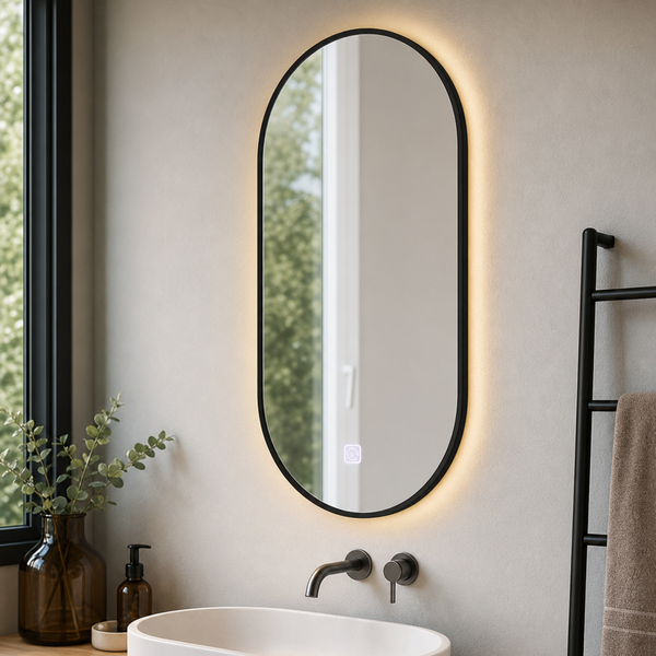 Oglindă LED cu iluminare, funcție touch, dezaburire și lumină reglabilă – 35 x 70 x 3,2 cm - detaliu produs