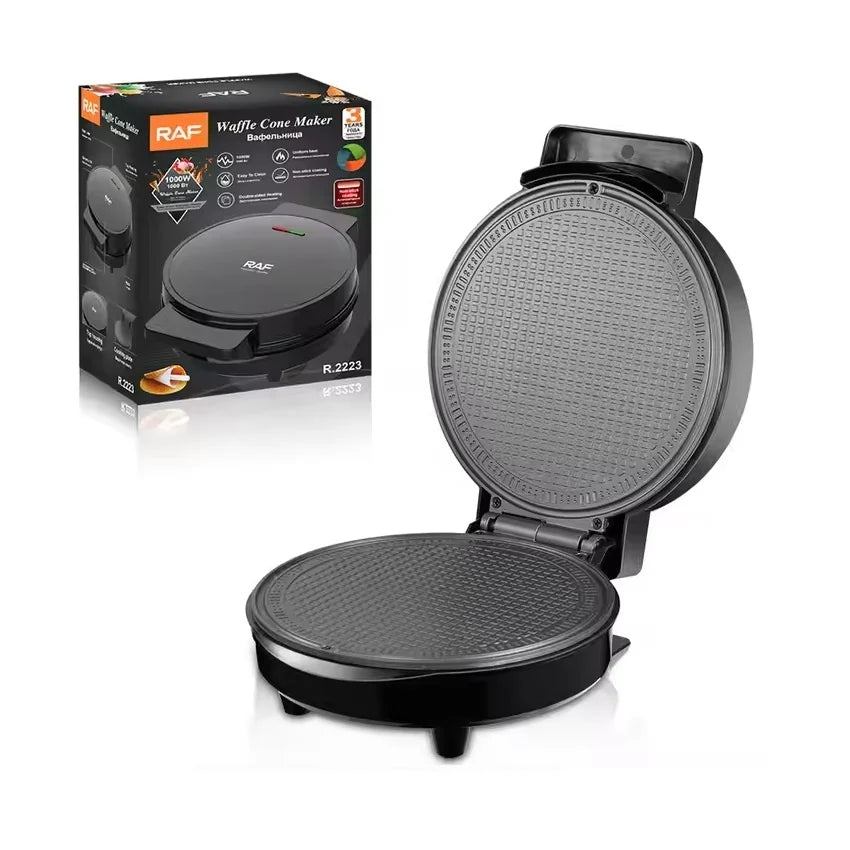 Aparat de facut conuri de vafe, RAF R2223, 1000 W, diametru 20 cm, negru