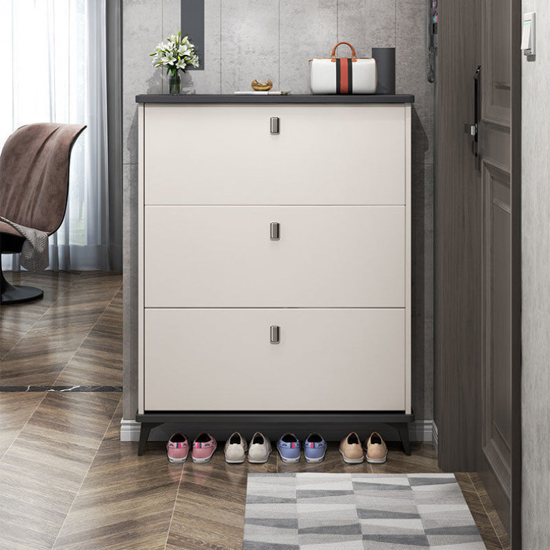 Pantofar modern cu 3 Uși – Crem/Gri, 50/60 x 17 x 100 cm