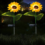 Set 2 Lampi solare LED de tip floarea soarelui pentru exterior, gradina, curte, gazon,