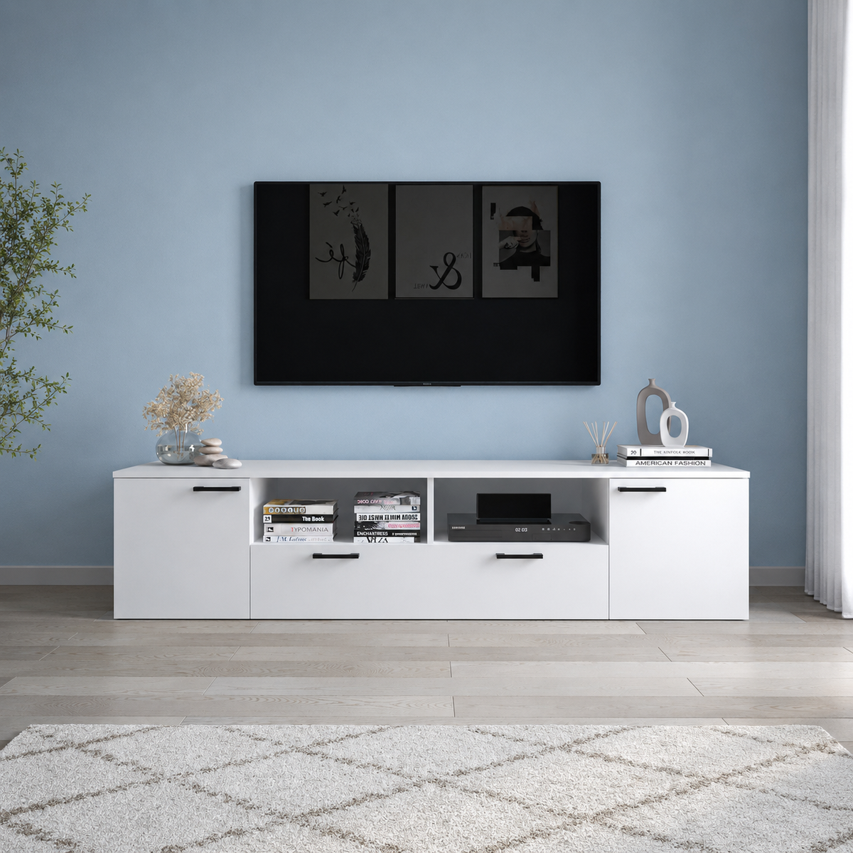 Comoda TV moderna din PAL 181,3x41x45,6 cm, pentru living