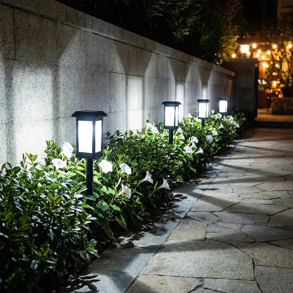 Felinar solar gradina LED, negru, 25 cm, lumina calda, decor exterior