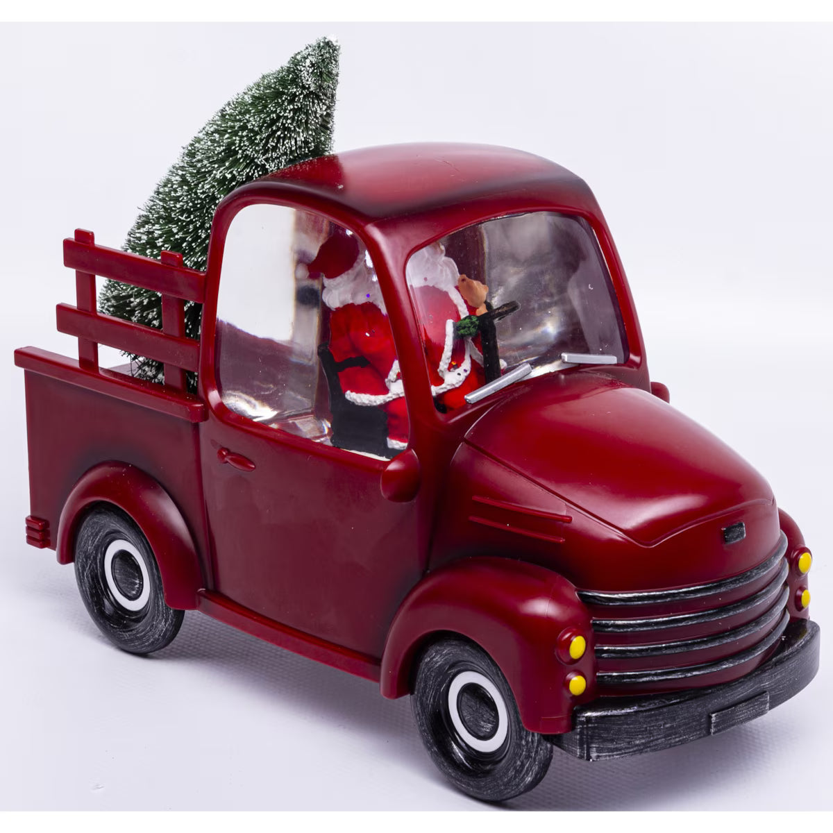 Decoratiune Craciun, Tip Masina, Figurine Mos Craciun cu Bradul, 3 Moduri, Functie Muzicala, Zapada in Miscare 24 x 10 x 19 cm, Alb Cald