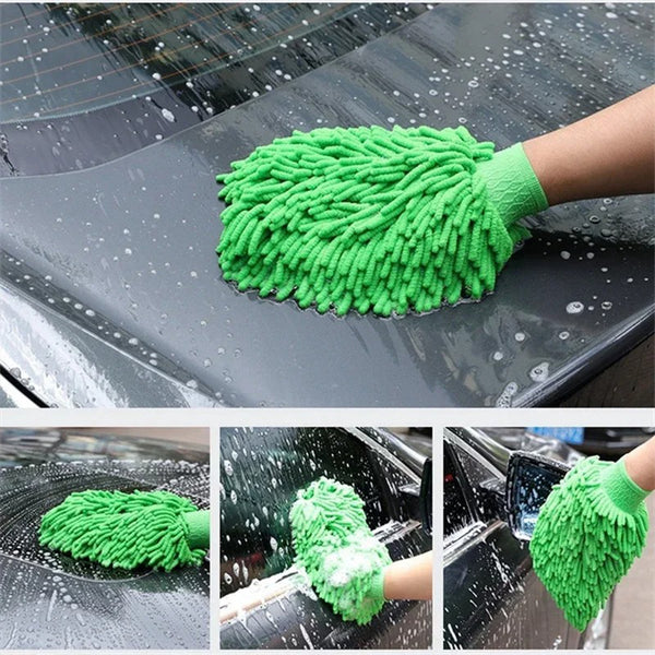 Manusa Spalare Auto Chenille Izolata Interior Microfibra Verde - in context de utilizare