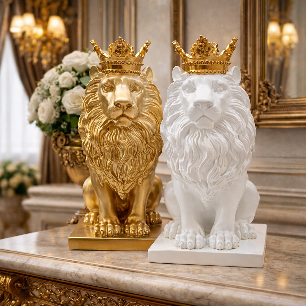 Statueta decorativa Leu Regal din rasina 14x22.5x5 cm design premium