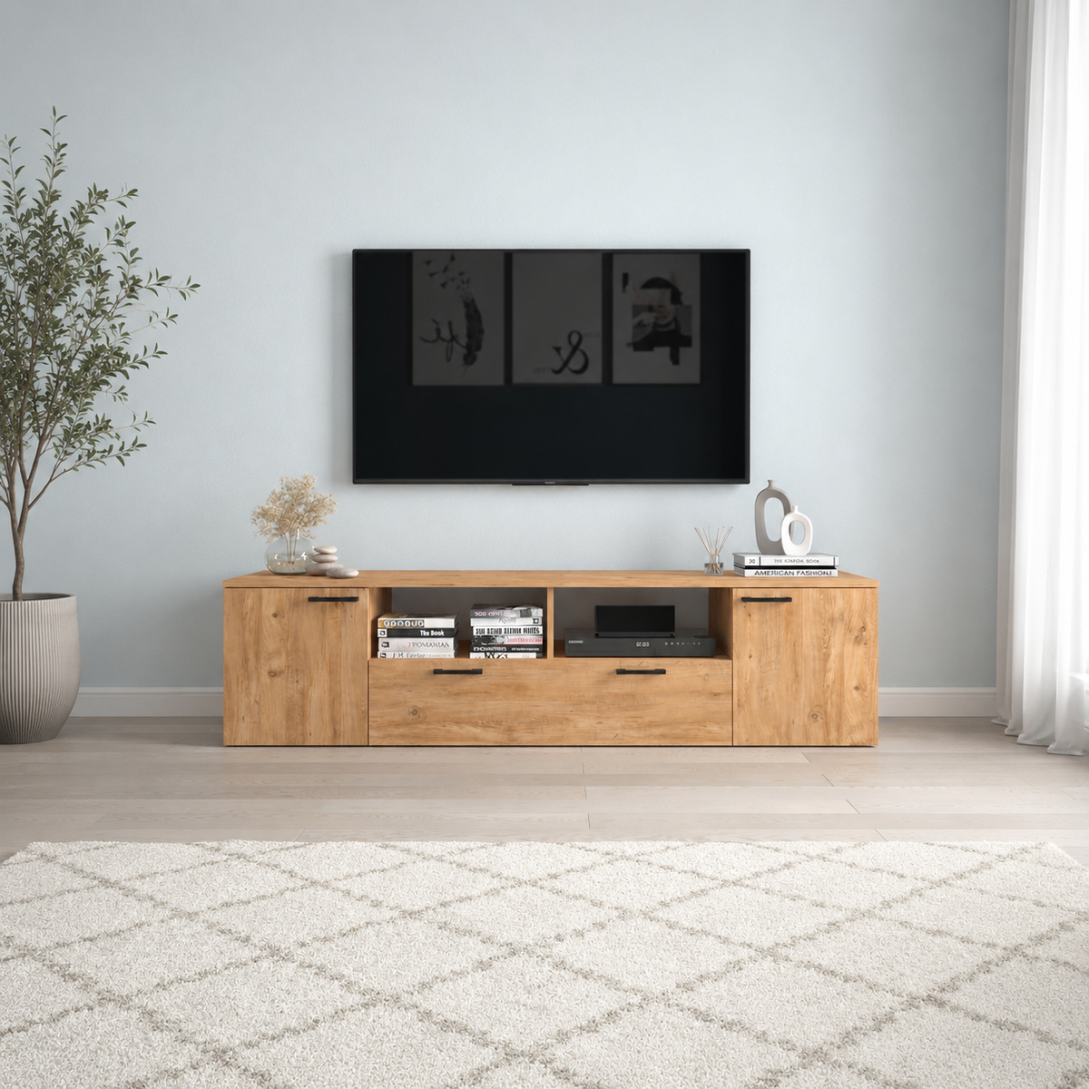Comoda TV moderna din PAL 181,3x41x45,6 cm, pentru living