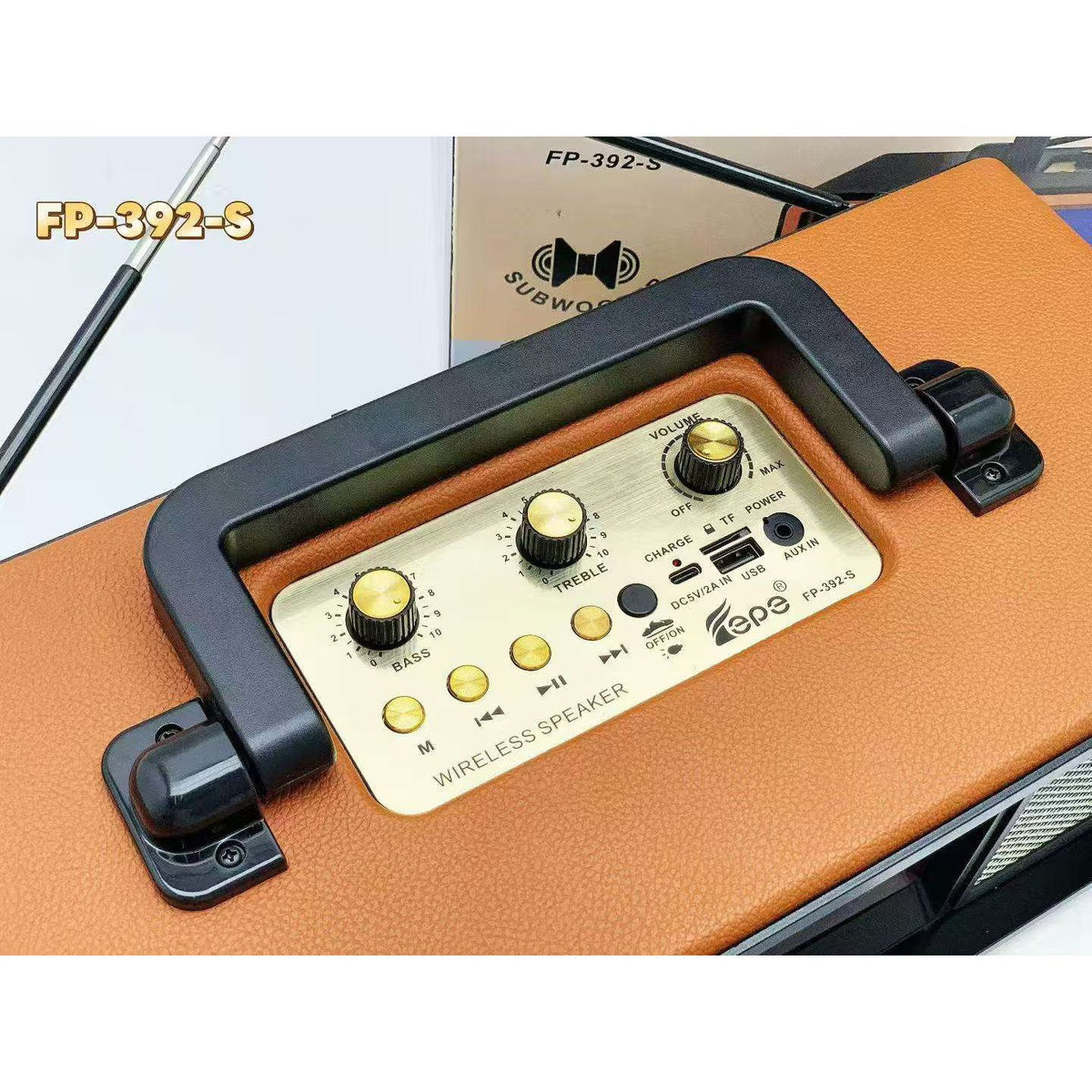 Boxa Portabila Retro cu Ecran LED Albastru Negru Portocaliu Bluetooth Radio FM - detaliu produs