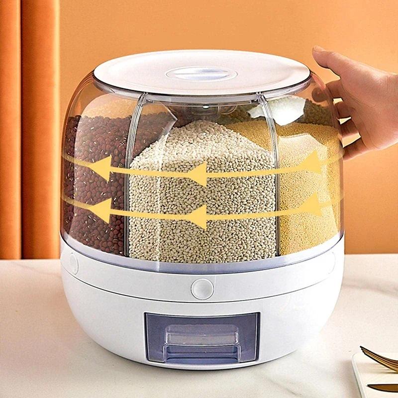 Dispenser rotativ pentru cereale, bomboane, 6 compartimente