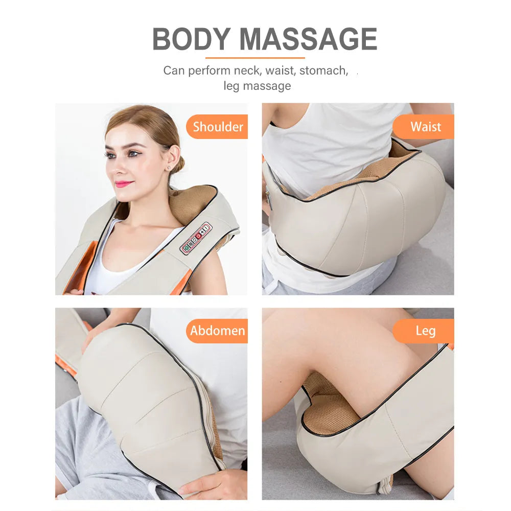 RESIGILAT - Aparat de masaj cervical, cu incalzire, infrarosu si bile, pentru umeri si gat, 24W, piele