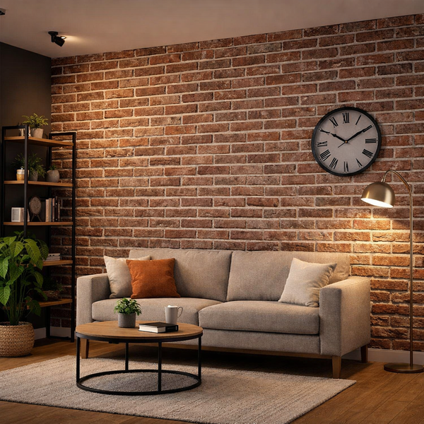 Tapet 3D  model caramida in relief maro auto-adeziv pentru interior, 70 x 77 cm
