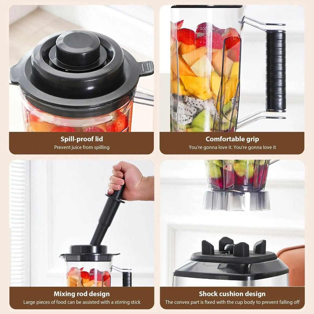 Robot de Bucatarie Multifunctional 6-în-1 Mach One BF-5052 – 3 Recipiente, Motor 9500W, 15 Trepte de Viteză, Blender + Tocator + Razatoare