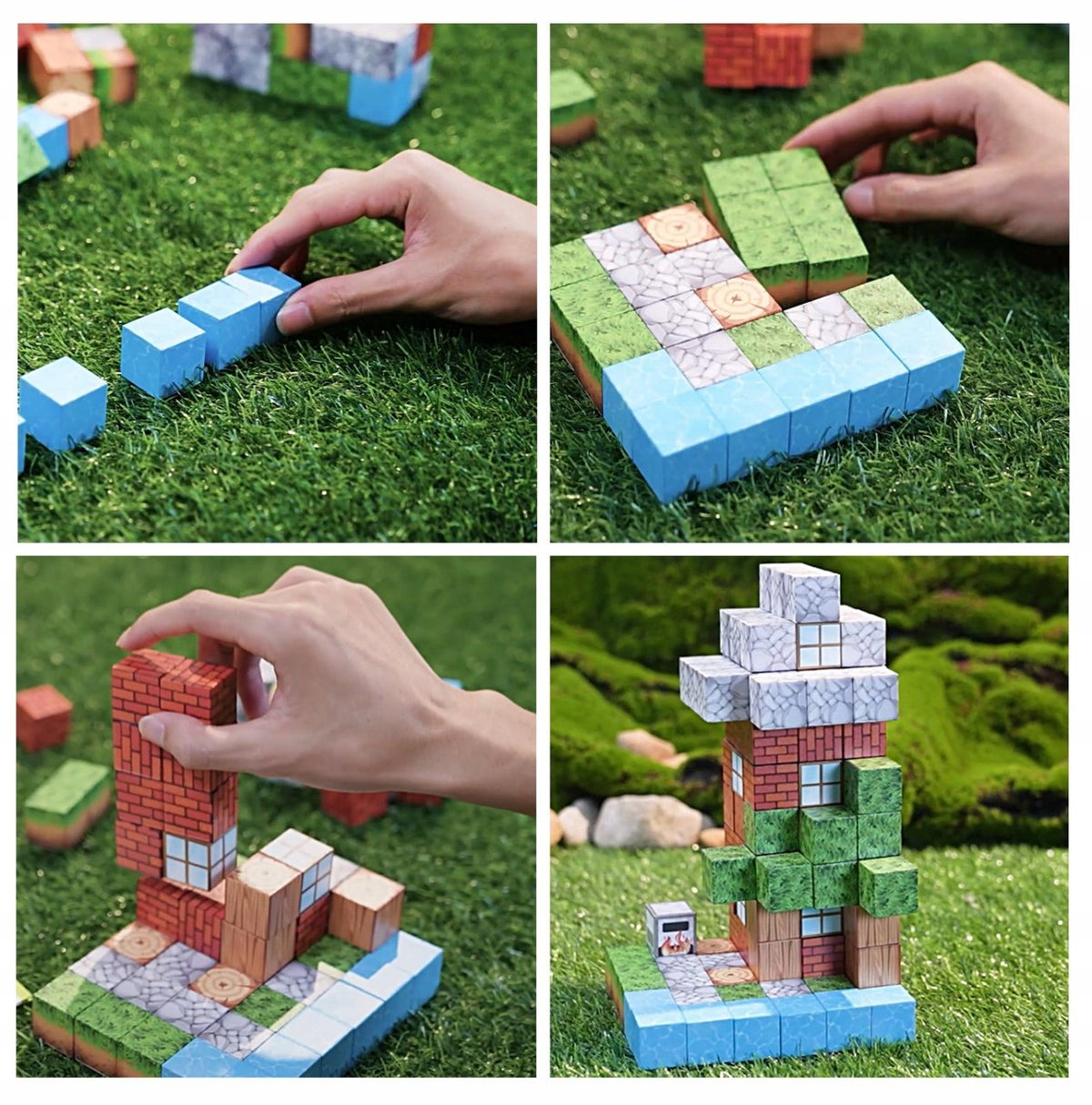 Blocuri magnetice de constructie 3D tip Minecraft, 2.5 cm, 75 piese