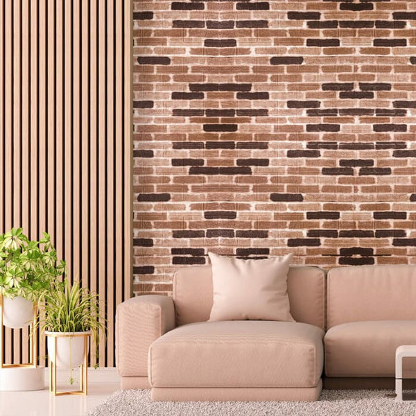 Tapet Caramida Maro cu Negru 3D Autoadeziv 70x77cm Decorativ - detaliu produs
