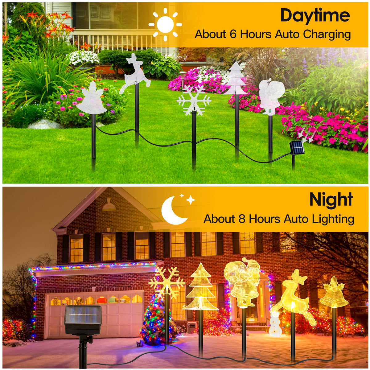 Set 5 Decoratiuni Solare LED Exterior Gradina Iluminare Solara Multicolora - detaliu produs