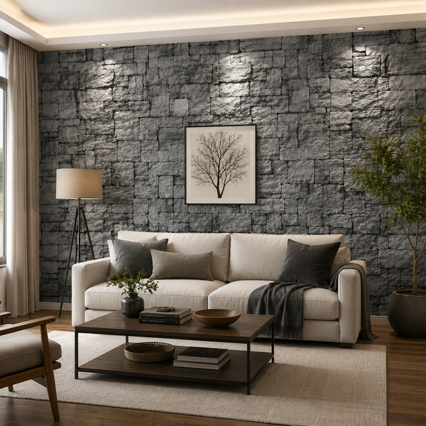Tapet Caramida Piatra Gri 3D Autoadeziv Set 10 Placi 70x77cm Decorativ - detaliu produs