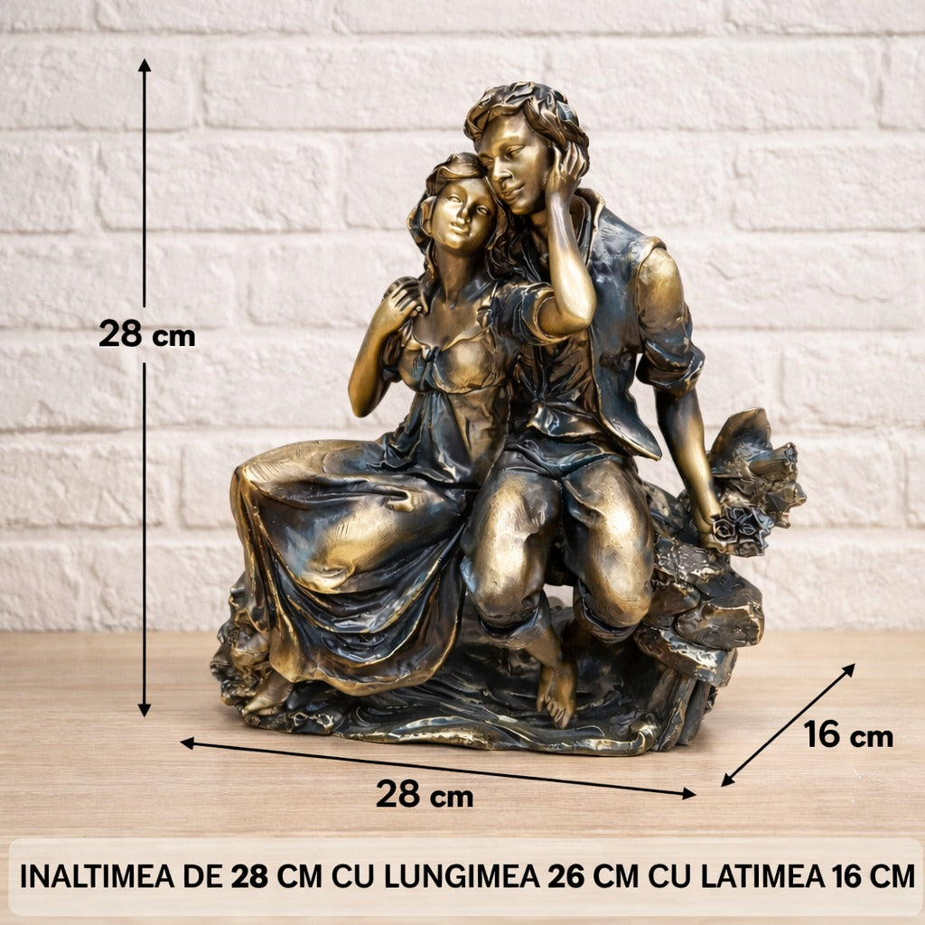 Statueta decorativa cuplu romantic  – eleganta si emotie in detalii fine, 28 cm
