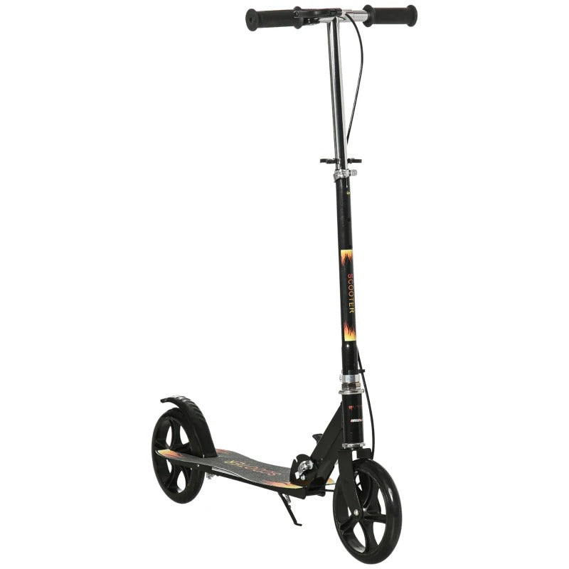 Trotineta pliabila pentru copii 10-16 ani, reglabila pe 3 inalțimi, roti mari din plastic și metal, 86x35x93/98/103 cm, Negru