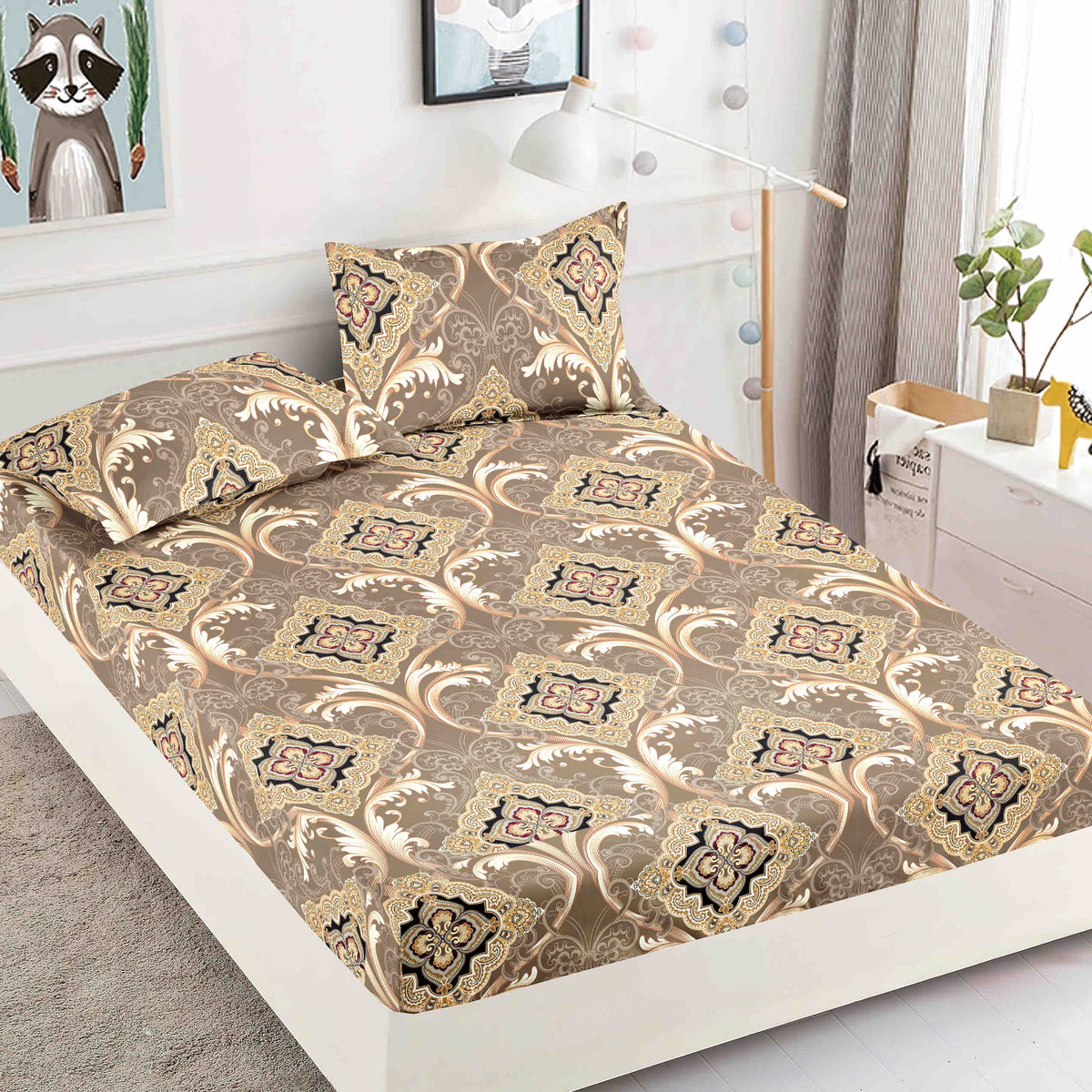 Huse de Pat 180x200 cm Bumbac 100% Alb Crem Gri Negru Protectie Completa - detaliu produs