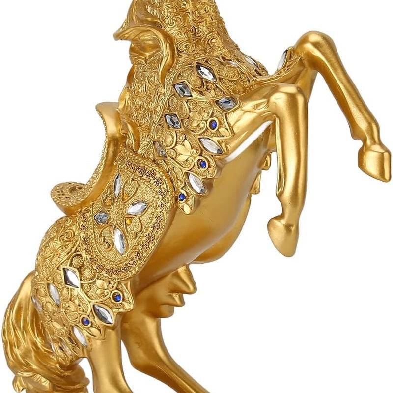 Statueta decorativa Cal cabrat – finisaj auriu / argintiu premium, 27 x 12 x 38.5 cm