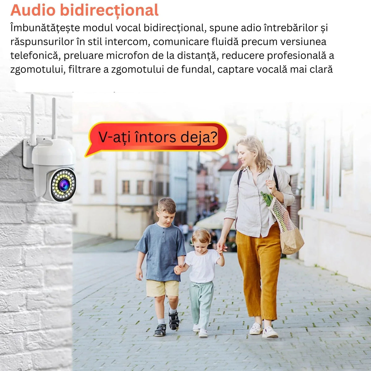 Camera de supraveghere WiFi pentru exterior cu Card 32GB Inclus, HD panoramica, vedere nocturna, audio bidirectional, rezistenta la apa, 2MP sau 3MP