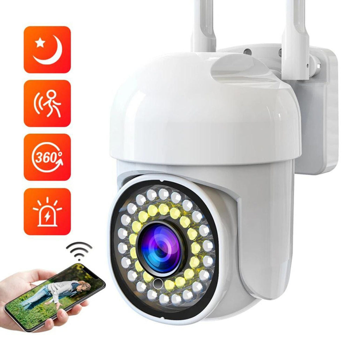 Camera de supraveghere WiFi pentru exterior, HD panoramica, vedere nocturna, audio bidirectional, rezistenta la apa, 2MP sau 3MP