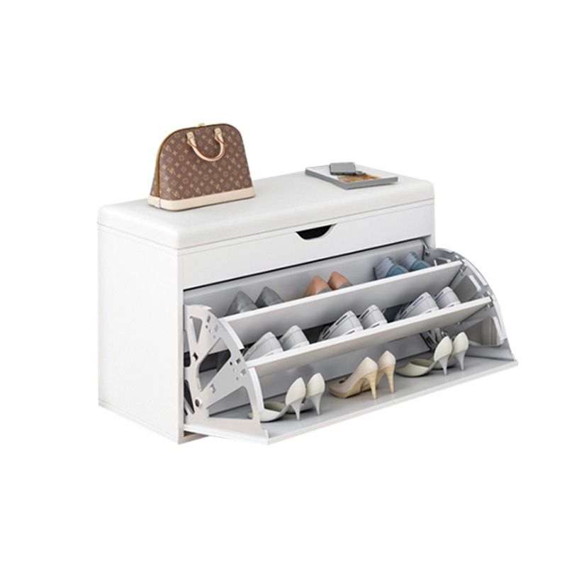 RESIGILAT - Dulap pentru pantofi tip bancheta, 100 x 34 x 51 cm, Alb/Maro